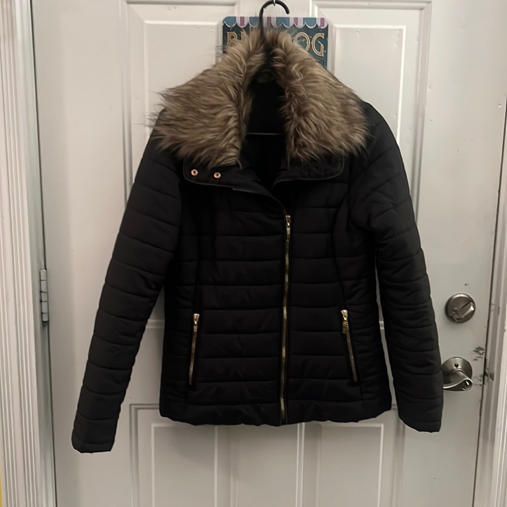 Women's Casual Short Windproof Coat Long Sleeve Lapel Down Outwear Jacket